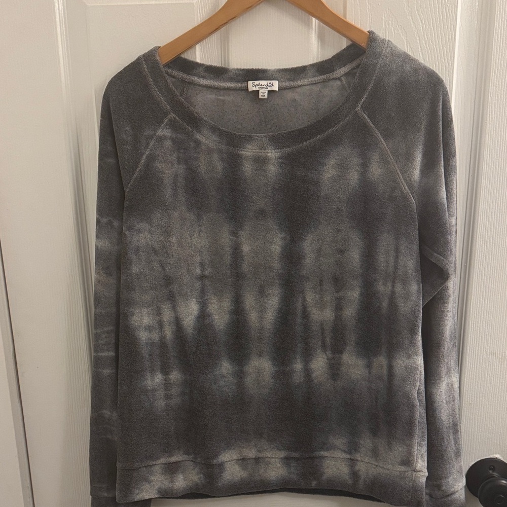 Gray Tie-Dye Velour  Sweatshirt